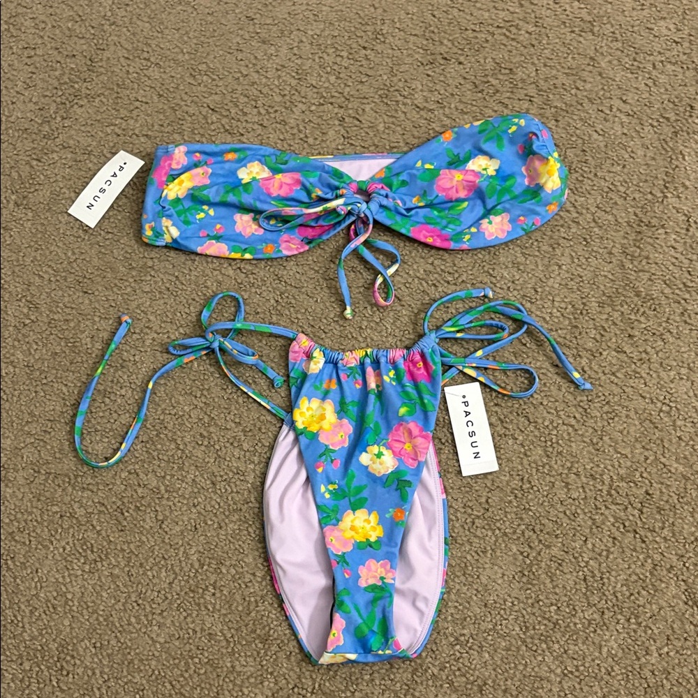 PacSun Blue Floral Bikini Set